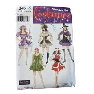 Simplicity 4046 Costume Pattern Size 6-12 Sexy Fairy Santa Witch Bo Peep UNCUT